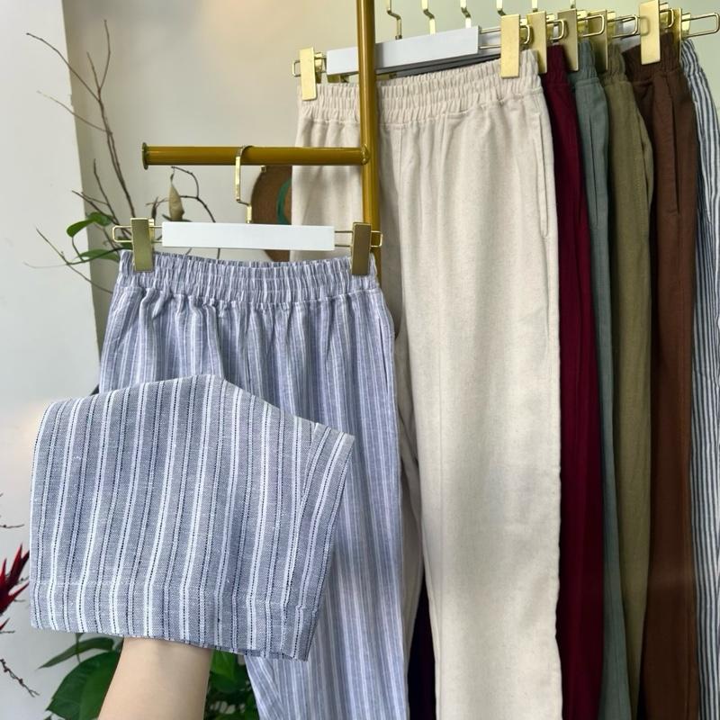  QUẦN BAGGY NỮ LƯNG THUN FORM THOẢI MÁI NĂNG ĐỘNG & TRẺ TRUNG - quần linen đã qua xử lý nữ 