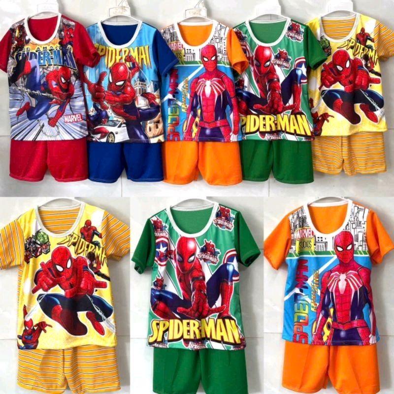 (8-25kg) Combo 5 Bộ Quần Áo Vải Thun 3d  In Hình Siêu Nhân Cho Bé Trai Dưới 5 Tuổi