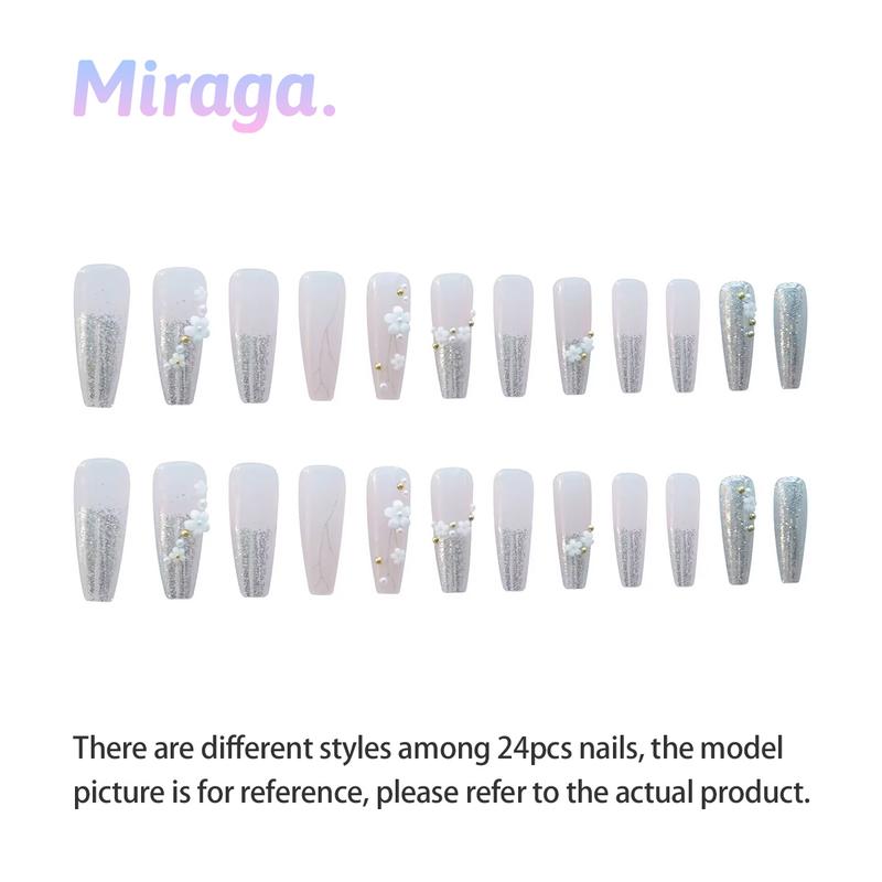 Product Introduction of 24pcs False Nails Art Artificial Nails with Jelly Glue Press On Nails Set for Engagement COD L300-399 8