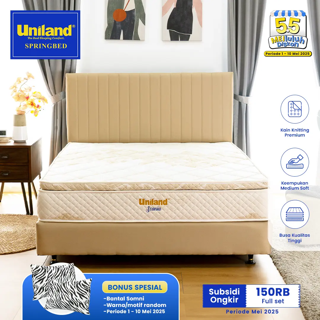 Uniland Springbed Scania Pillowtop - Kasur Spring Bed Full Set