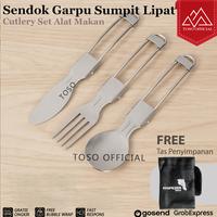 Gambar Sendok Garpu Pisau Lipat Set Alat Makan Portable Cutlery Travel Camping Spoon Fork Knife Set With Pouch dari Toso Mart Kota Administrasi Jakarta Pusat 1 Tokopedia