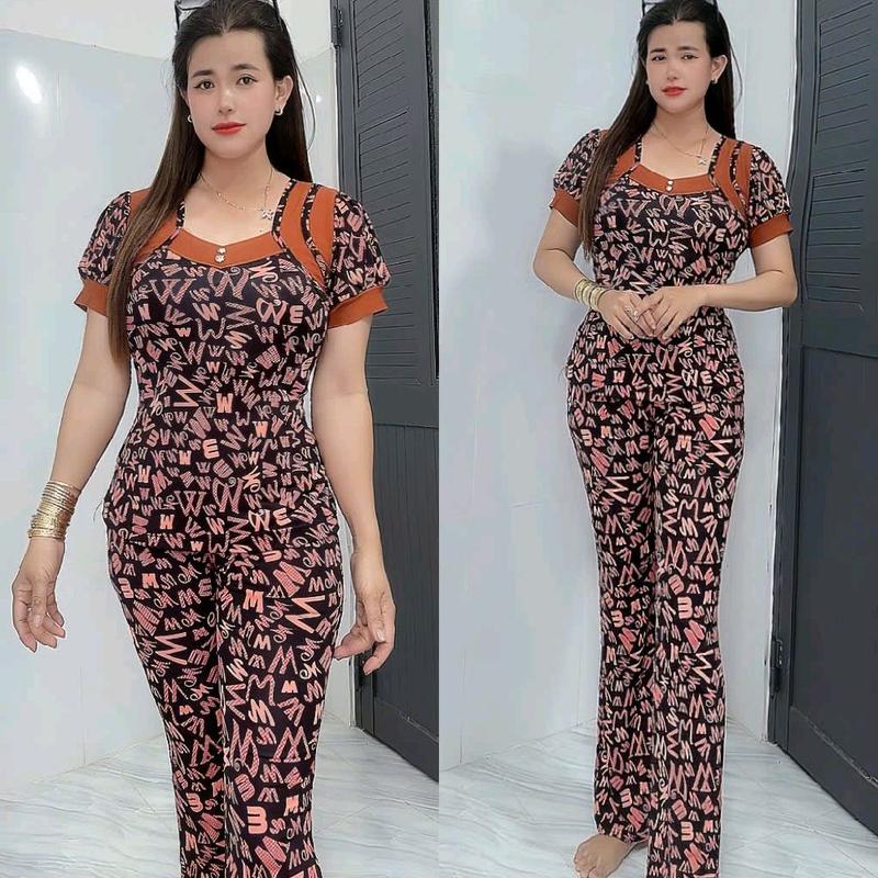Đồ bộ nữ mặc nhà quần ống bass thun ati size 48 đến 78kg _Tâm Đan 2