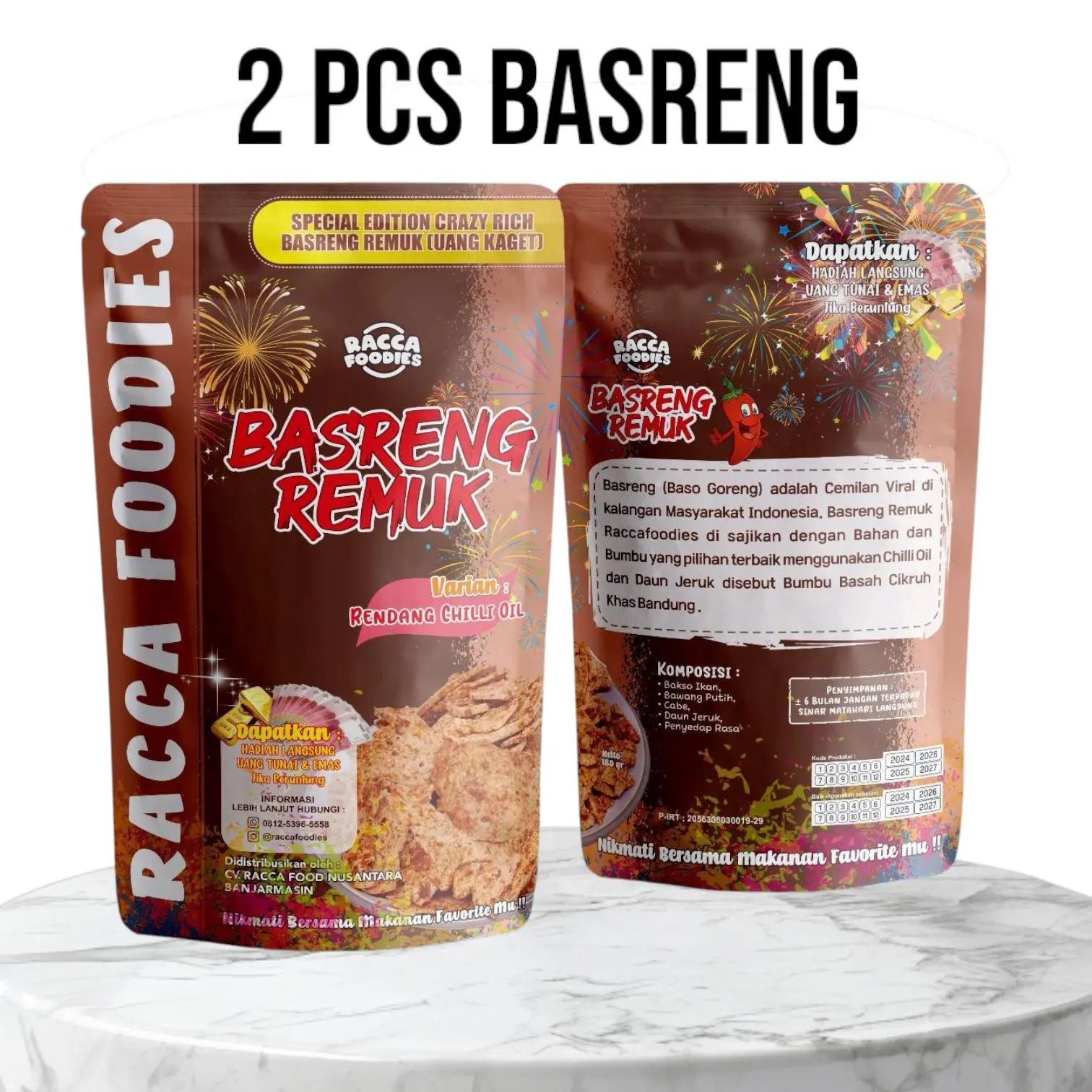 [ BUY 1 GET 2 BASRENG ] 1 PCS BASRENG RENDANG NEWPOUCH + 1 PCS BASRENG RANDOM KEMASAN BENING PRODUK RACCAFOODIES