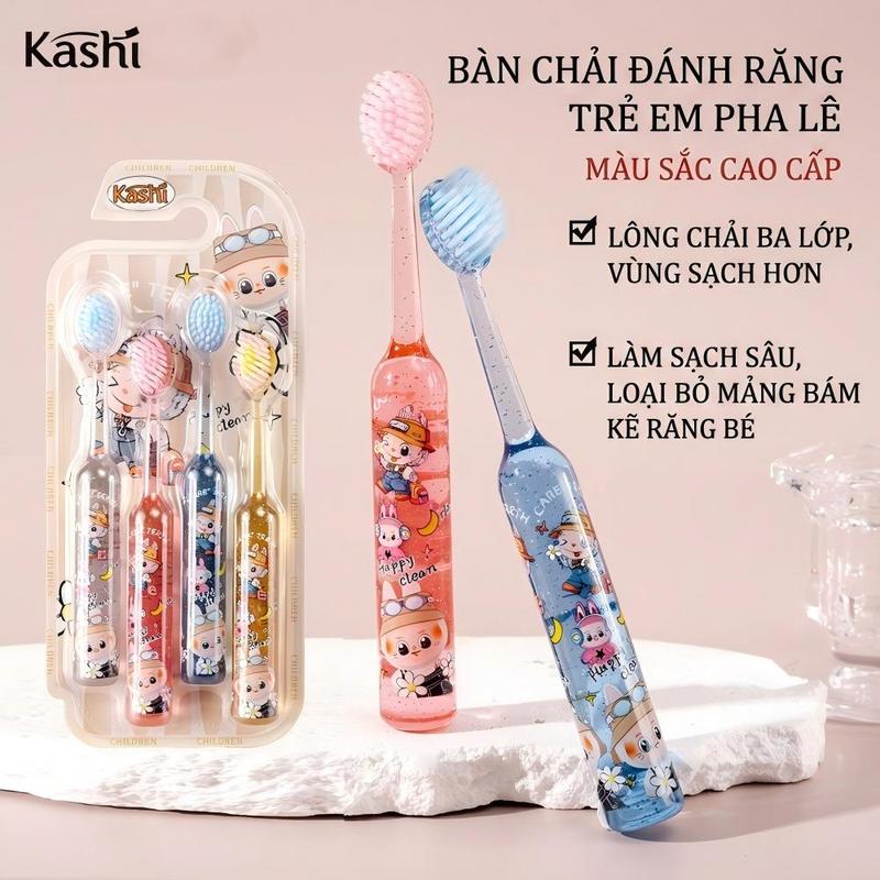 【Heart Moon】 Bàn Chải Đánh Răng Trẻ Em Họa Tiết Labubu Ngộ Nghĩnh, Pha Lê Trong…