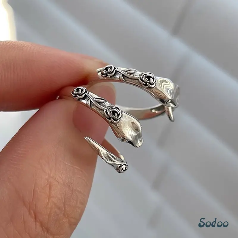 Cincin Ular Perak Cincin Pasangan Mode Tinggi - SO
