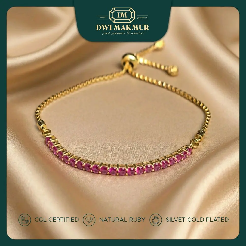 Certified,Nice RUBY Silver Bracelet