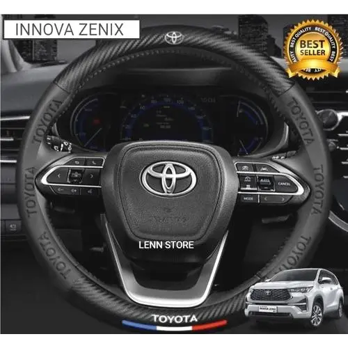 Premium Carbon Leather Steering Wheel Cover for Toyota Innova Zenix 2022 2023 2024 Premium
