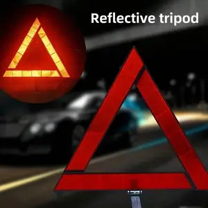 Car Tripod Folded Stop Sign Reflector Car Emergency Breakdown Warning Tool Triangle Red Reflective Safety Hazard Car Accessories