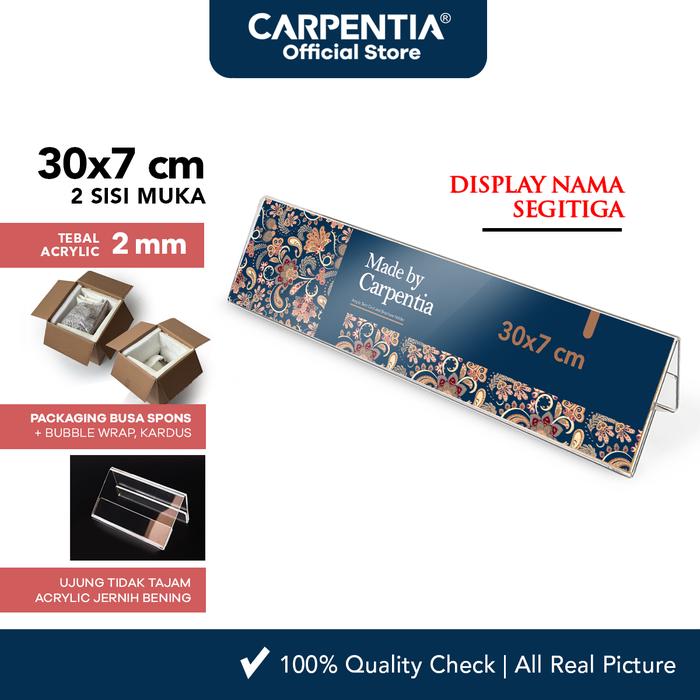 Gambar Carpentia | Papan Nama Acrylic Name Label - 30x7 cm - [Display Nama Harga Price Tag Segitiga Akrilik 2 Sisi] dari Carpentia Indonesia Kota Tangerang Selatan Tokopedia