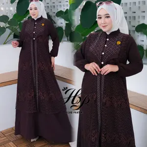 Samira Dress Gamis Cingkel Mix Brukat Mewah Elegant Terbaru untuk Dewasa & Remaja Kekinian Cocok Lebaran Bahan Brukat Mewah Desain Kekinian