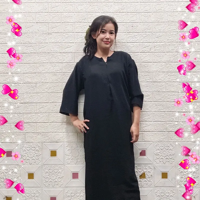 Gamis Daster Krinkle Airflow Lengan 3/4 Resleting Busui Wudu Friendly 2