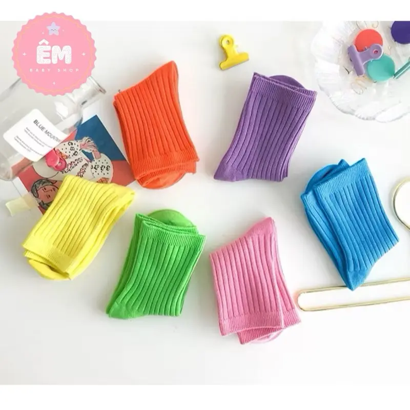 (1-12 tuổi) Tất Len Gân Cổ Cao Nhiều Màu Sắc Cho Bé Trai Bé Gái - Vớ Kẹo Cho Bé 6
