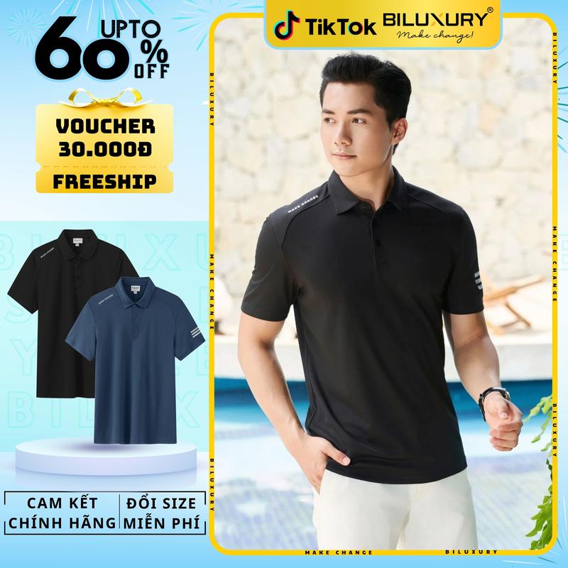 [SALE TRONG THÁNG] Áo Polo Biluxury Recycle Bền Màu, Dễ Làm Sạch, Thân Thiện Với Da 8APCT443 Form Slimfit ôm vừa người, tôn dáng, sang trọng lịch lãm Menswear Nam Shirt Có Cổ