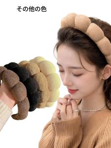 女性用甘くエレガントなコットンクラウドワイドエッジヘッドバンド、額の髪と前髪を洗顔や髪を押さえるためにデザインされた高頭蓋トップスタイル、普段使い、パーティー、旅行に適した1点