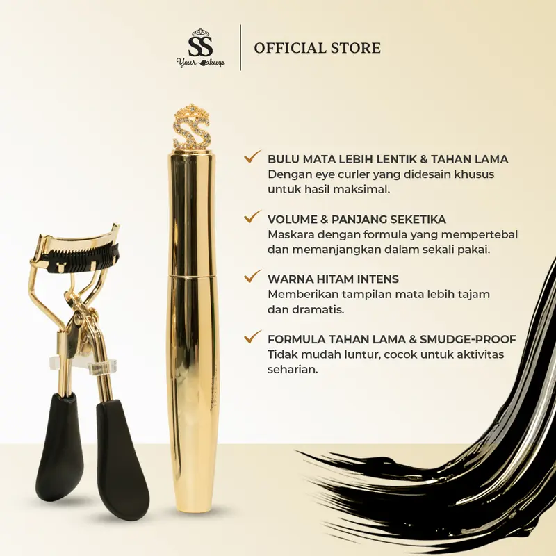 [SS YOUR MAKE UP] - SET MASCARA & EYE CURLER Volume, Length, Care with Biotin & Vitamin E, Waterproof, Gentle on eyes, Maskara lentik tanpa gumpal, long lasting 1