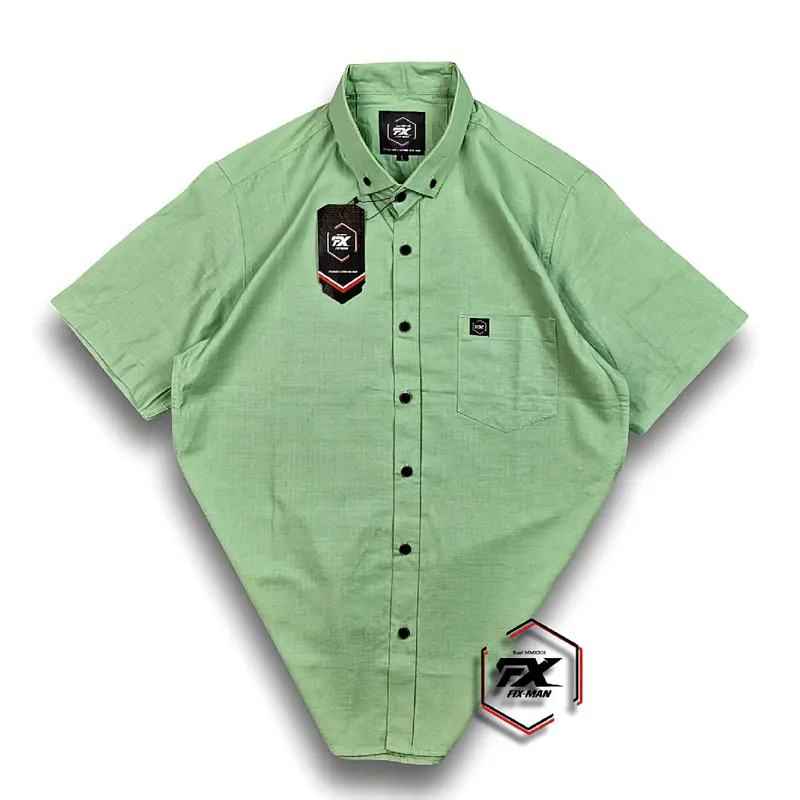 Kemeja Polos  Hitam Premium  Basic  Lengan Pendek Fix-Man  Baju  Kain  Bahan Sigaret Gread A Tebal Halus Tidak Nerawang Ready Ukuran  Standar  M Sampai XXXL  Fit Jumbo Pria 7