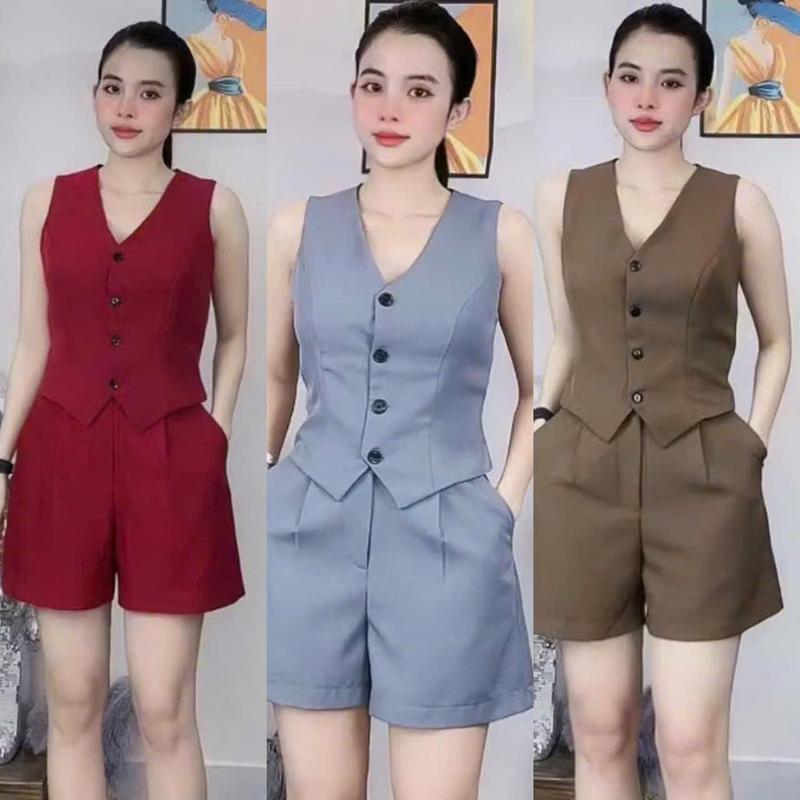 Sét Vest Áo Gile Kèm Quần Ngắn Trẻ Trung Thiết Kế Sang Xịn Có Bigsize XXL- Women Nữ Top