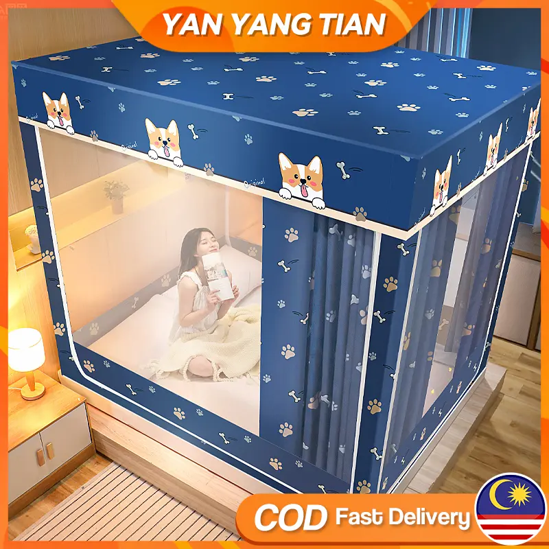 YANYANGTIAN Kelambu Besar, Reka Bentuk Tiruan, Sesuai untuk Bilik Tidur, Tiada Pemasangan Diperlukan, dengan Penyimpanan Penulisan