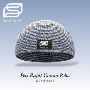 Peci Rajut yaman polos handmade kopiah shalat aksesoris muslim pria dewasa by Saghu.id Nyaman Tebal