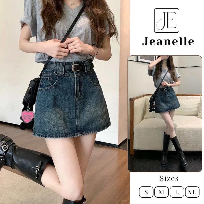 Chân váy Jeans dáng ngắn form chữ A trẻ trung V19, năng động cạp cao kèm quần trong