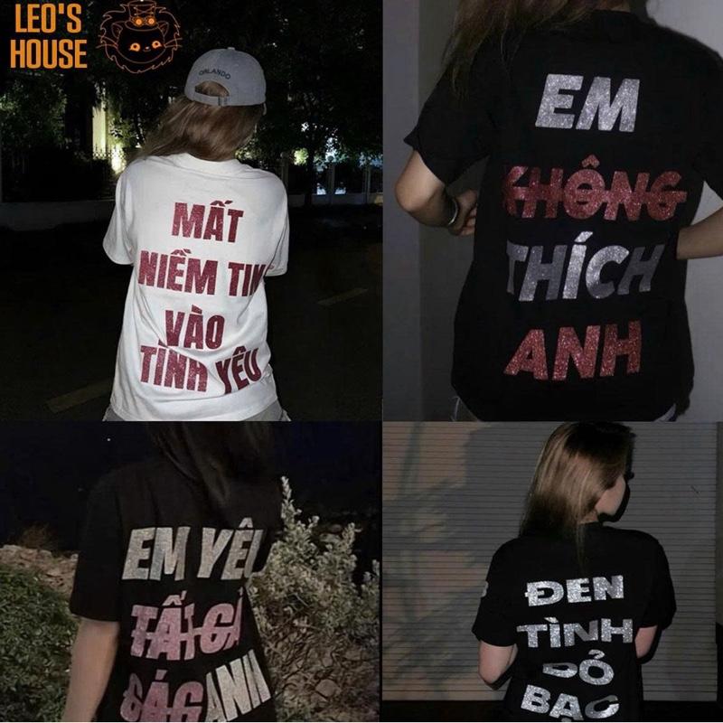 [IN THEO YÊU CẦU]  Áo Thun Kim Tuyến, Xinh xẻo, Hàng unisex nam nữ đều mặc được Cotton Cổ Tròn Menswear