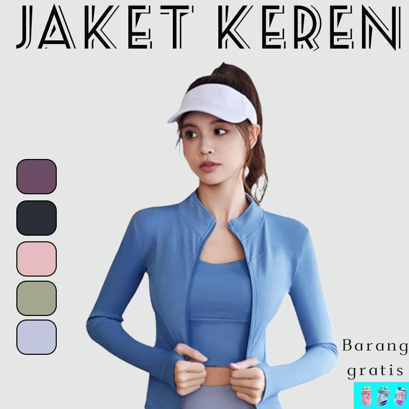 Jaket Olahraga Wanita Jaket Anti Uv Jaket Jogging Wanita Jaket olahraga pelangsing gaya manis untuk gadis montok 1