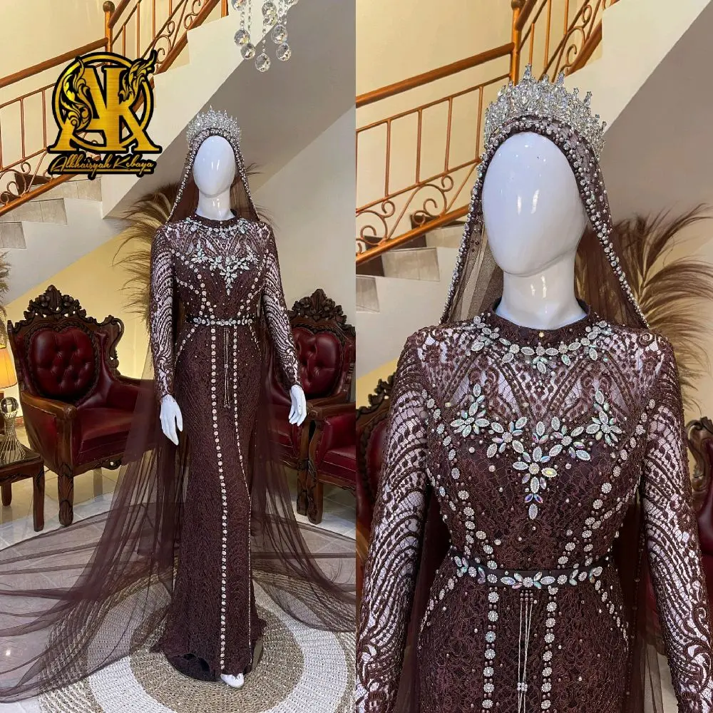 Dress Pengantin santili full payet depan dan belakang Mewah Jubah Pernikahan