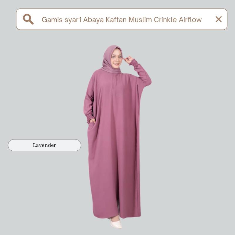 Product Introduction of Gamis Abaya Kaftan Panjang Wanita Polos Crinkle Karet Crinkle Airflow Polos Tanpa Hijab/Khimar Muslim Wudhu gamisabaya 2