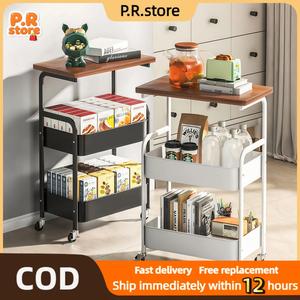 Home Storage Steel Rack with Wheels Multi-Use Rack Movable Kitchen Trolley Large Capacity Beverage Rack Layered Storage Holder Rak Simpanan dengan Roda / Troli Kecil