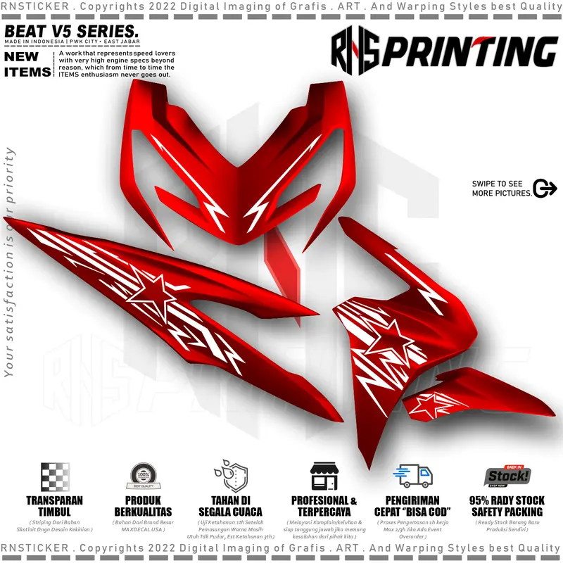 V6 CUTTING STIKER STRIPING VARIASI BEAT NEW TERBARU 2024 BEAT STRET DELUXE BINTANG TRANSPARAN STYLES Kendaraan Motor 1