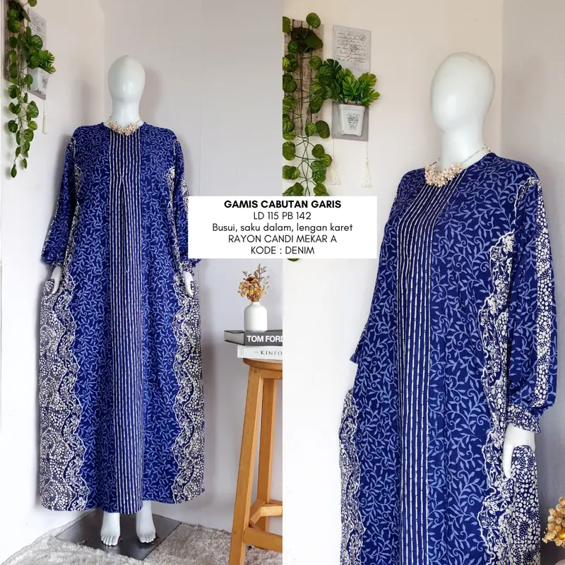 gamis cabutan soft LD 110-120 | busui friendly | gamis batik cap simple casual Muslim Rayon Wanita Baju 5