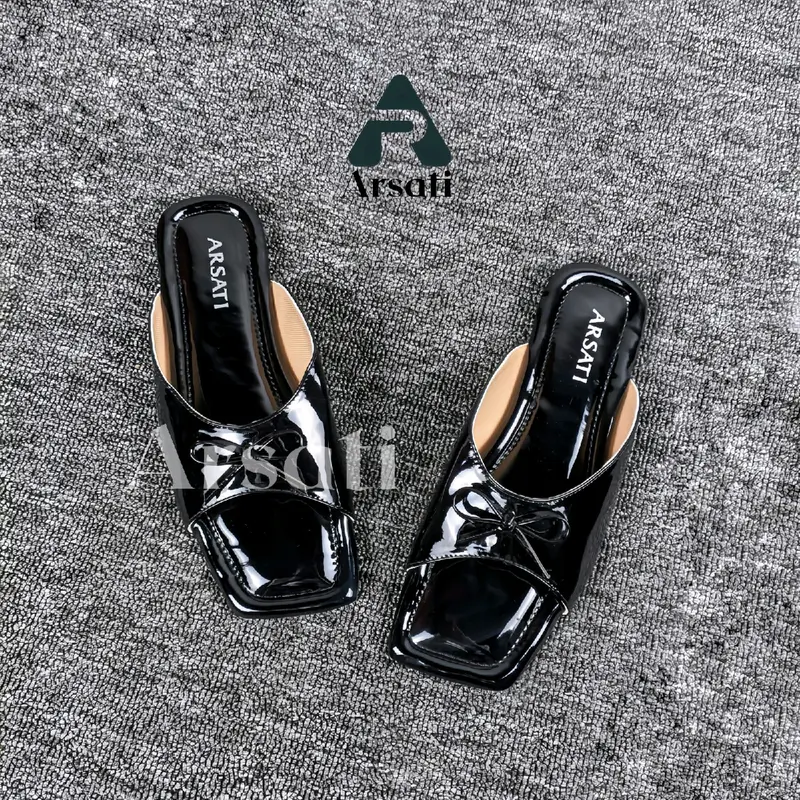 Jennie Slippers Sandal Flat Wanita Pita Coquette Cantik Empuk Slop Kekinian Burgundy Series Sendal 3