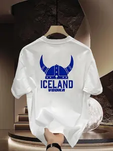 KAOS DISTRO ICELAND VODKAPRIA ORIGINAL T-SHIRT Wanita Baju Pendek Hitam Atasan Tee Katun 100% Motif Fit Loose Casual