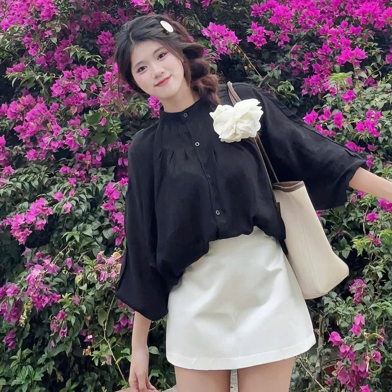  Chân Váy Chữ A Chân Váy Tafta Dáng Phồng Cạp Cao Có Lót Trong Màu Đen Trắng Thiết Kế Sang Chảnh Tôn Dáng 