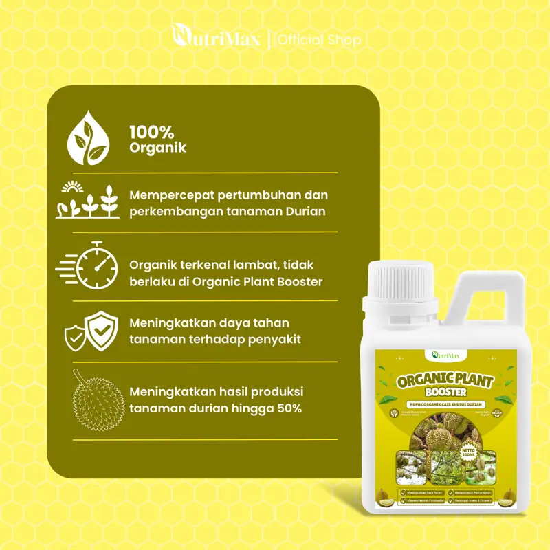 ORGANIC PLANT BOOSTER DURIAN 500 ML - Pupuk Organik Cair Dan ZPT Khusus Tanaman Durian - Mempercepat Pertumbuhan Dan Pelebat Tanaman Durian 2