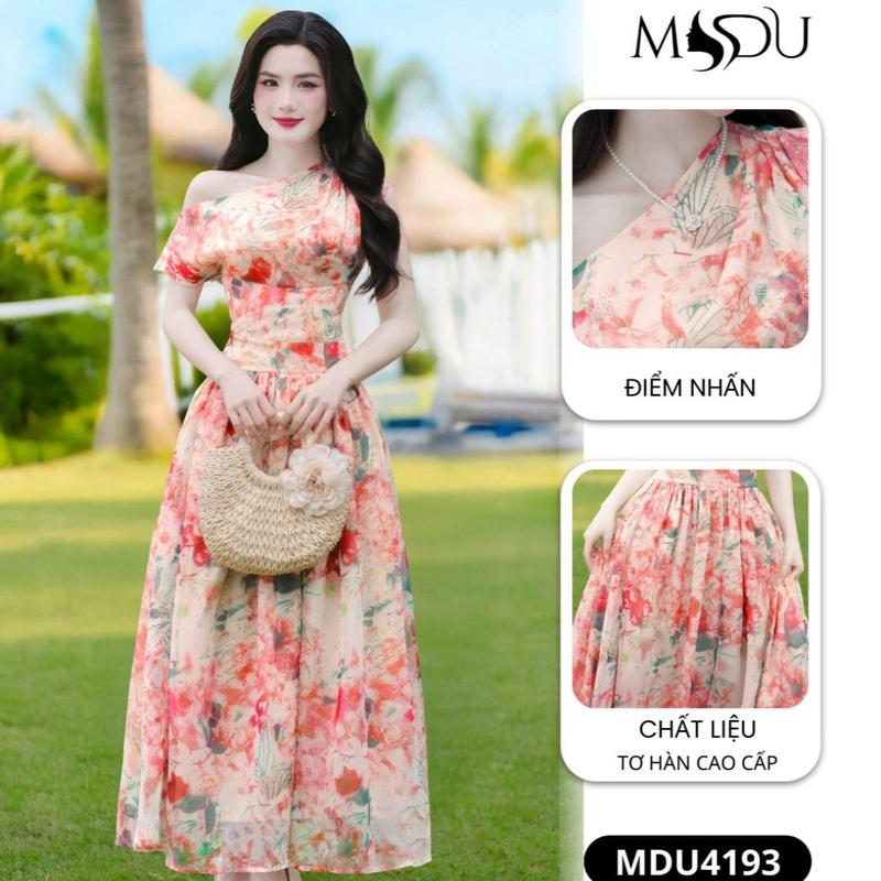 MIỄN SHIP MDU4193 Váy Tơ Hàn Cao Cấp 2 Lớp - Thiết Kế Trễ Vai Với Gam Màu Nhẹ Nhàng Dành Cho Nữ Women Dress Voi Voan