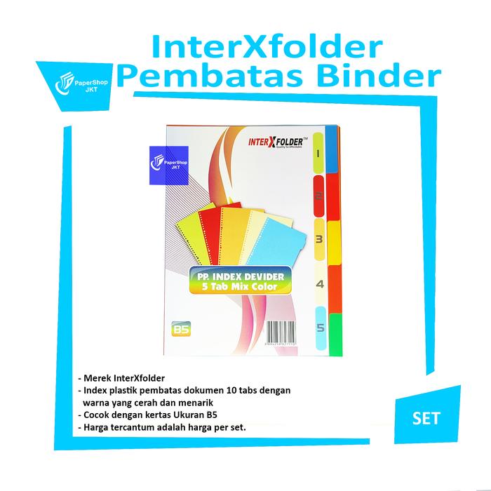 Gambar INTER - XFolder Index Divider B5 10 Tab - Pembatas Binder Note [ SET ] - 5 Warna dari Papershopjkt Kota Administrasi Jakarta Utara Tokopedia