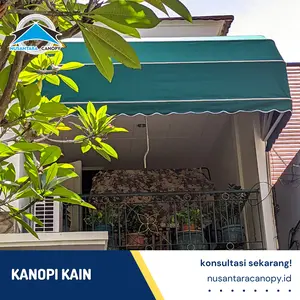 Kanopi Kain Buka Tutup Murah & Berkualitas - Awning Canopy Kain Lipat Outdoor bergaransi Cocok untuk Toko, Kafe & Rumah Tinggal, Kain Waterproof, Rangka Besi Hollow Galvanis, Tahan Hujan, Harga Hemat & Tampilan Mewah Minimalis Moderen