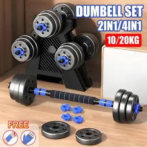 Dumbbell Set Barbell 5 in 1 Multifungsi 10-20kg - Alat Fitness Kekuatan untuk Latihan Kebugaran