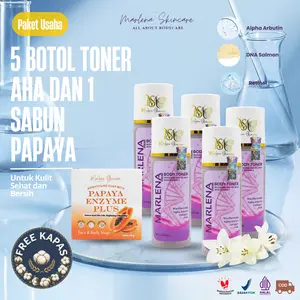 [BUNDLING TERBATAS] Paket usaha  7 pcs BODY toner marlena dan sabun papaya kemasan baru