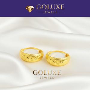 Goluxe Emas Earring 916 GOLUXE 3.8g Original Solid Gold Perhiasan Emas Asli untuk Wanita Ciri-ciri Produk Keaslian dan Kualiti