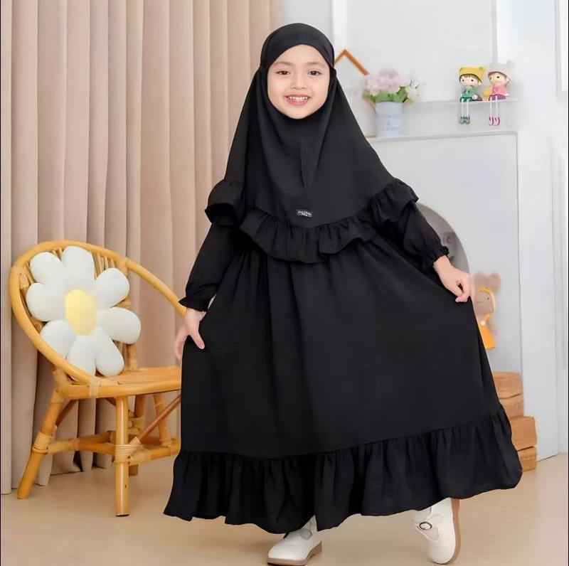 Gamis Anak Perempuan Yara Dress Syari Katun Terbaru 3-9 Tahun - Lembut, Baju 3