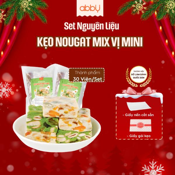   ABBY - TẶNG GIẤY GÓI  Set làm kẹo nougat mix vị matcha và sữa - Nguyên liệu làm kẹo hạnh phúc - Thành phẩm 30 viên set -  Marshmallow ít ngọt bột kem sữa thơm béo 