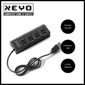 USB Hub 4 port 2.0 Saklar On - Off Penambah USB 4 Lubang LED