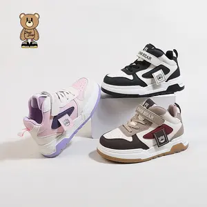 BOMBBEAR 1302 Sepatu Sekolah Anak bahan Strap Velcro Fashion Premium, Kualitas Nyaman, Lentur dan Ringan Desain Ergonomis untuk Aktivitas Aktif Si Kecil! warna Hitam, Ungu, Coklat dengan ze 26-36