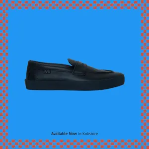SEPATU VNS SLIP ON PRO SKATE LOAFER LEATHER BLACK BNIB GLOBAL