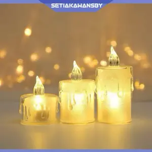 Lampu Lilin LED Aesthetic Plastik untuk Dekorasi - Tersedia dalam 3 Ukuran: 5 cm, 6.8 cm, 7.9 cm - Cocok Sebagai Lampu Pajangan Elektrik