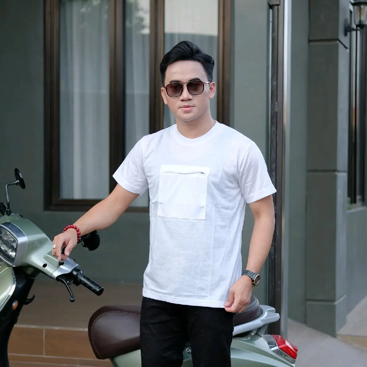 Kaos Haji Umroh Berkantong Depan Lengan Pendek  Perlengkapan Haji Dan Umroh Pria Polos Katun Adem Lembut
