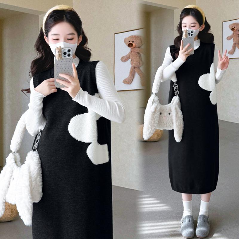 Young Mom | Yếm Bầu mùa Đông Y534 Form Suôn A Gọn Gàng Chất Vải Dày Dặn Kiểu Dáng Sang Trọng Ấm Áp Mùa Đông Thoải Mái Thoáng Khí Váy Bầu Đầm Bầu Voi