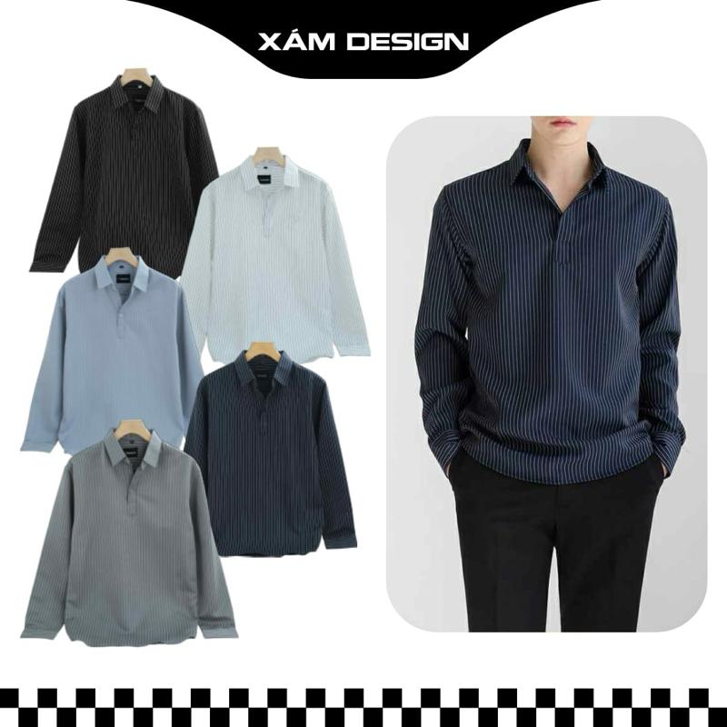 ( Deal Mở Bán ) Áo Sơ Mi Nam Cổ V Hot Trend Kẻ Sọc Cao Cấp , Gọn Gàng , Trẻ Trung , Mềm Mịn Thoáng Mát , Phong Cách Hàn Quốc